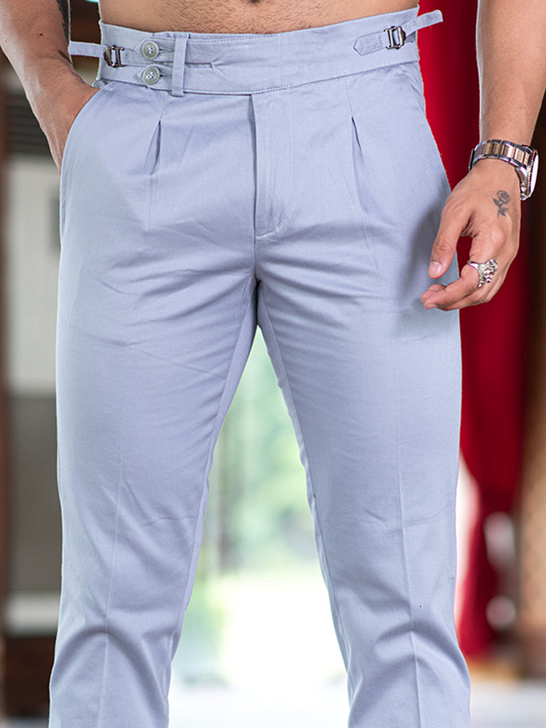 Light Grey Fusion Fit Mens Cotton Trouser - Tistabene