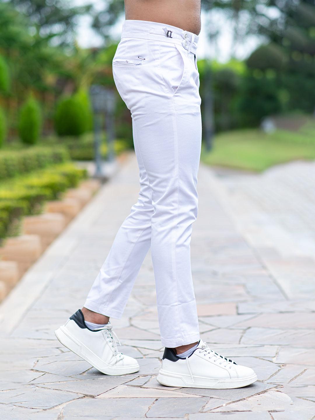White Fusion Fit Mens Cotton Trouser