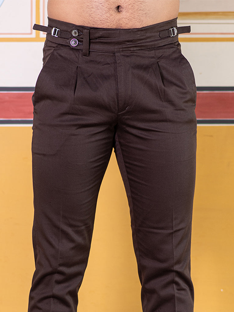 Coffee Brown Fusion Fit Mens Cotton Trouser - Tistabene