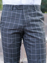 Grey Multi Checks Comfort Fit Cotton Men's Pant
