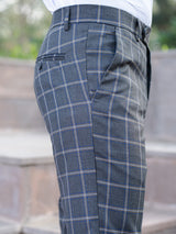 Grey Multi Checks Comfort Fit Cotton Men's Pant