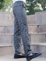 Grey Multi Checks Comfort Fit Cotton Men's Pant
