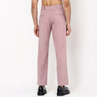 Two Buttons Double Pleated Salmon Pink Korean Pant