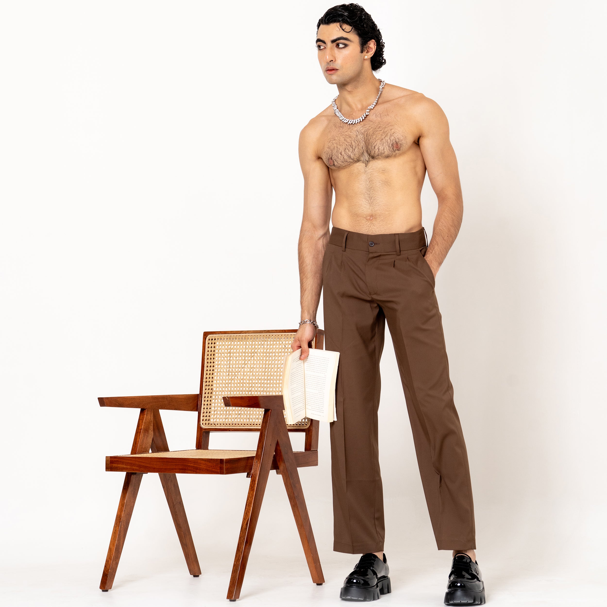 Double Pleated Brown Korean Pant