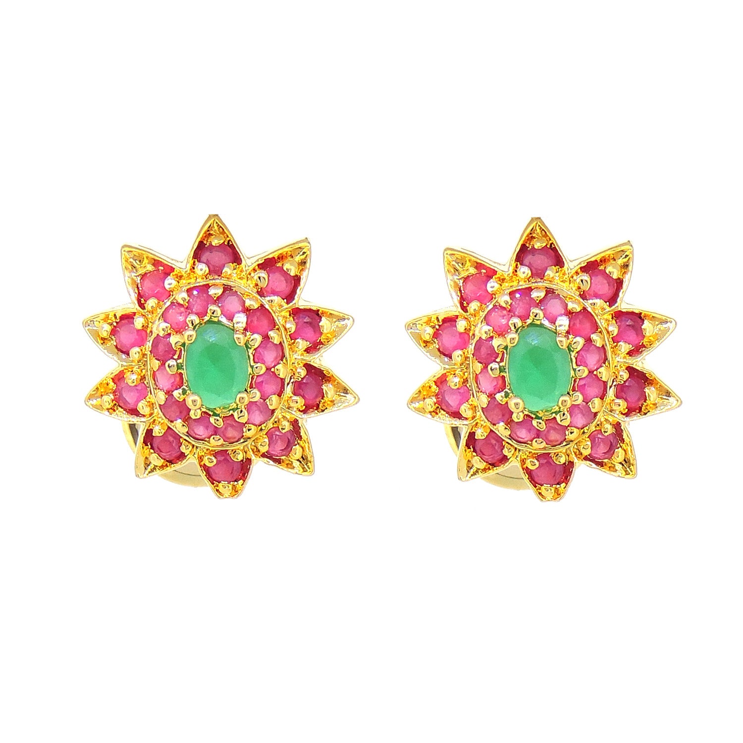 Floral Panna Manak Engagement and Wedding Pendant Set