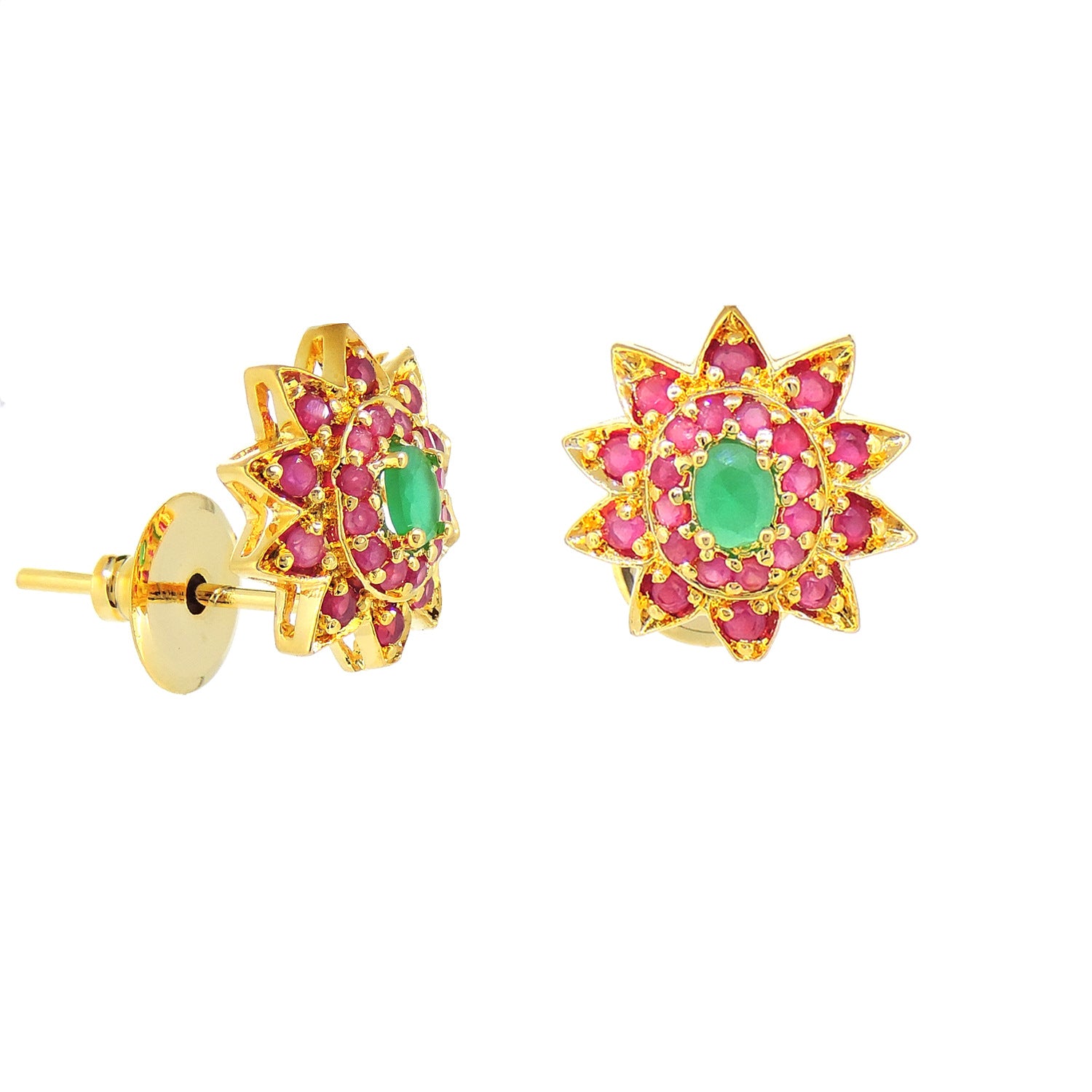 Floral Panna Manak Engagement and Wedding Pendant Set