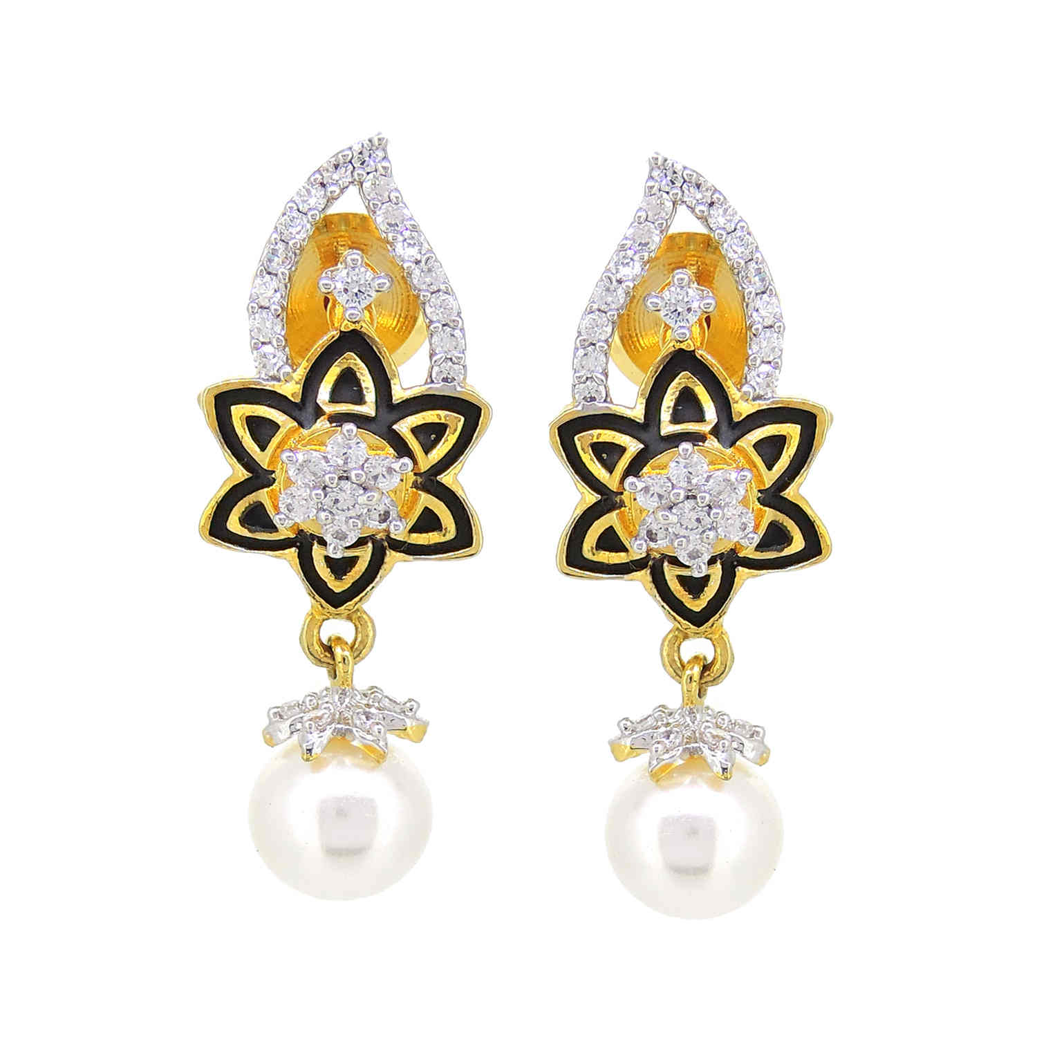 Floral Enamelled Designer Pendant Set