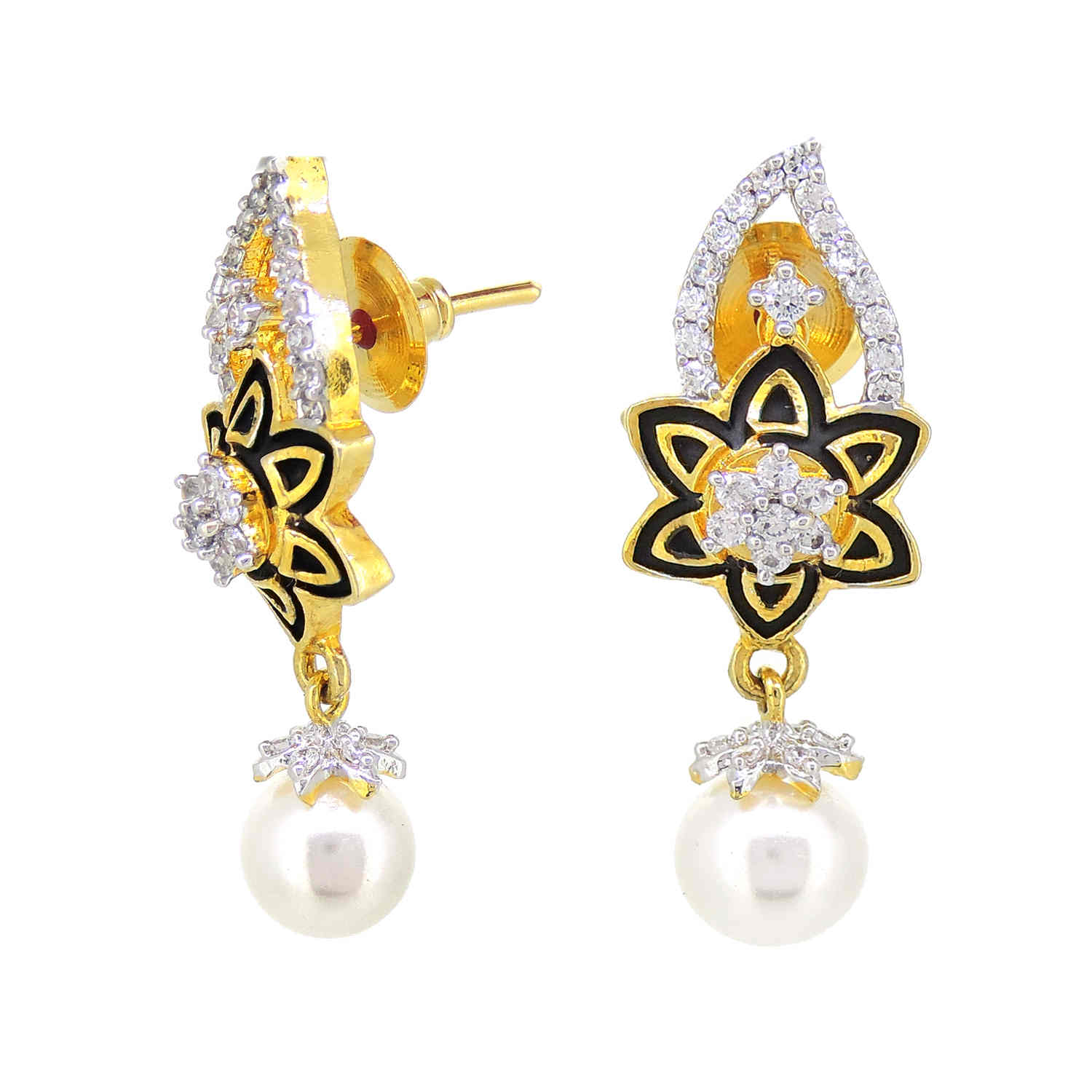 Floral Enamelled Designer Pendant Set