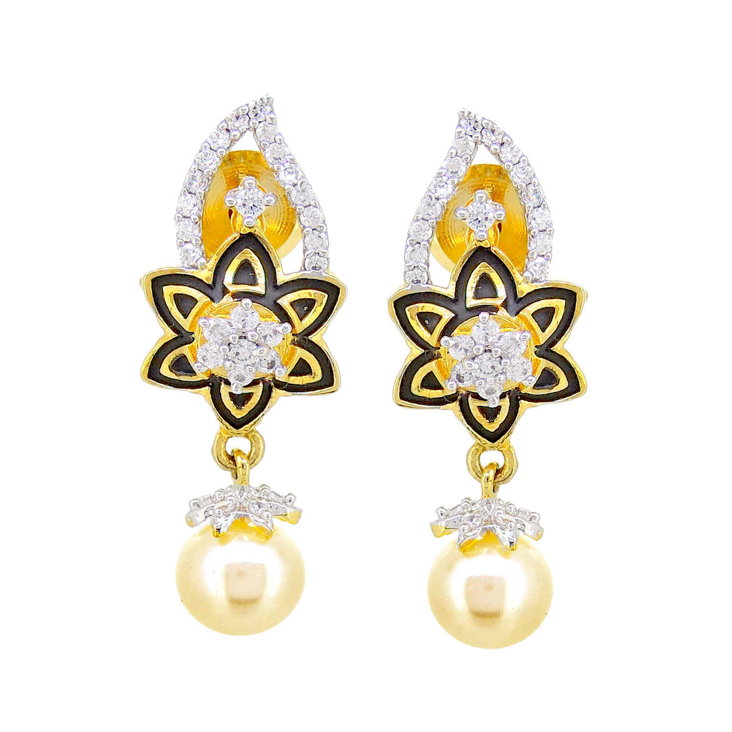 Floral Enamelled Designer Pendant Set