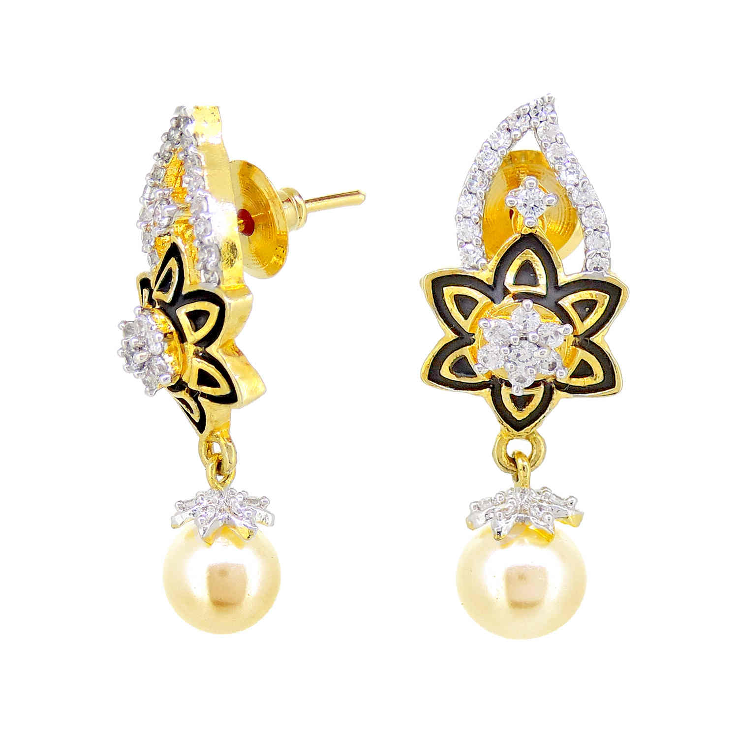 Floral Enamelled Designer Pendant Set