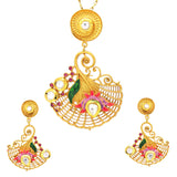 Floral Enamelled Fusion Pendant Set