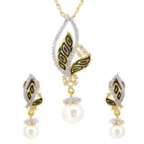 Floral Enamelled Designer Pendant Set