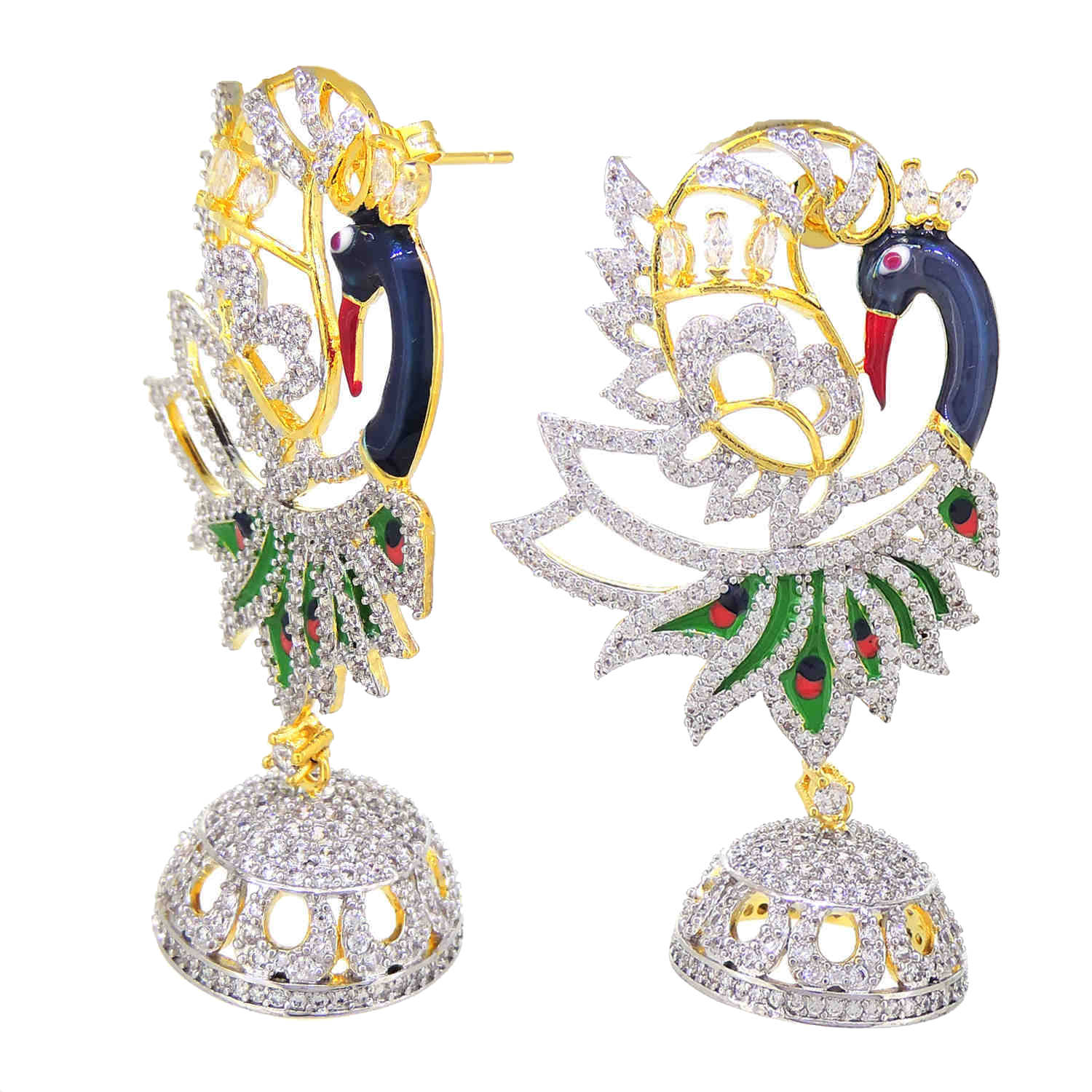 Peacock Two Tone Traditional Pendant Set