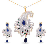 Floral Enamelled Traditional Pendant Set