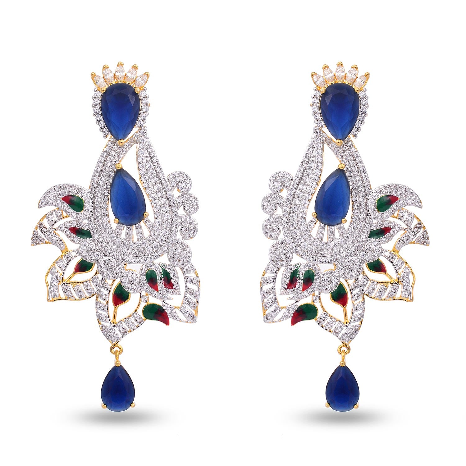 Floral Enamelled Traditional Pendant Set