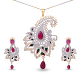 Floral Enamelled Traditional Pendant Set