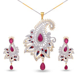 Floral Enamelled Traditional Pendant Set