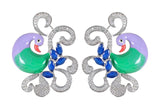 Peacock Enamelled International Diamonds Designer Pendant Set