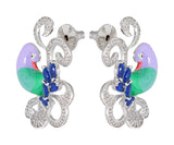 Peacock Enamelled International Diamonds Designer Pendant Set