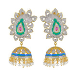 Traditional Enamelled International Diamonds Designer Pendant Set