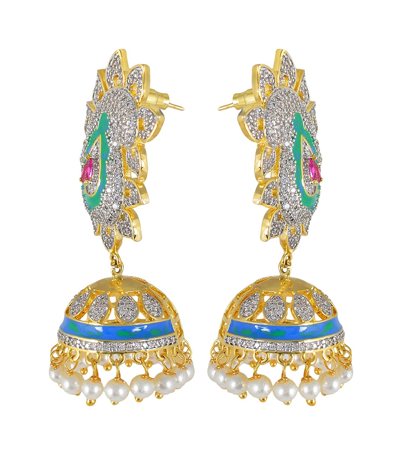 Traditional Enamelled International Diamonds Designer Pendant Set