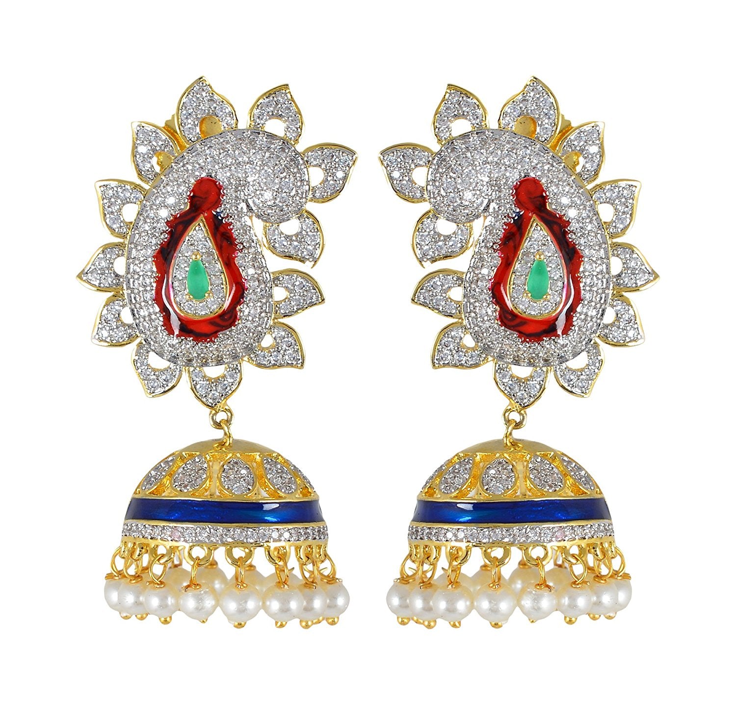 Traditional Enamelled International Diamonds Designer Pendant Set