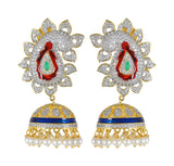 Traditional Enamelled International Diamonds Designer Pendant Set