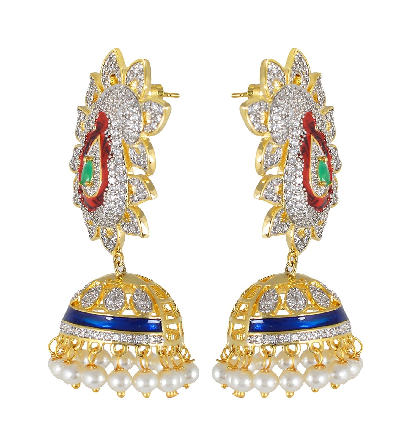 Traditional Enamelled International Diamonds Designer Pendant Set