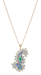 Traditional Enamelled International Diamonds Designer Pendant Set