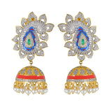 Traditional Enamelled International Diamonds Designer Pendant Set