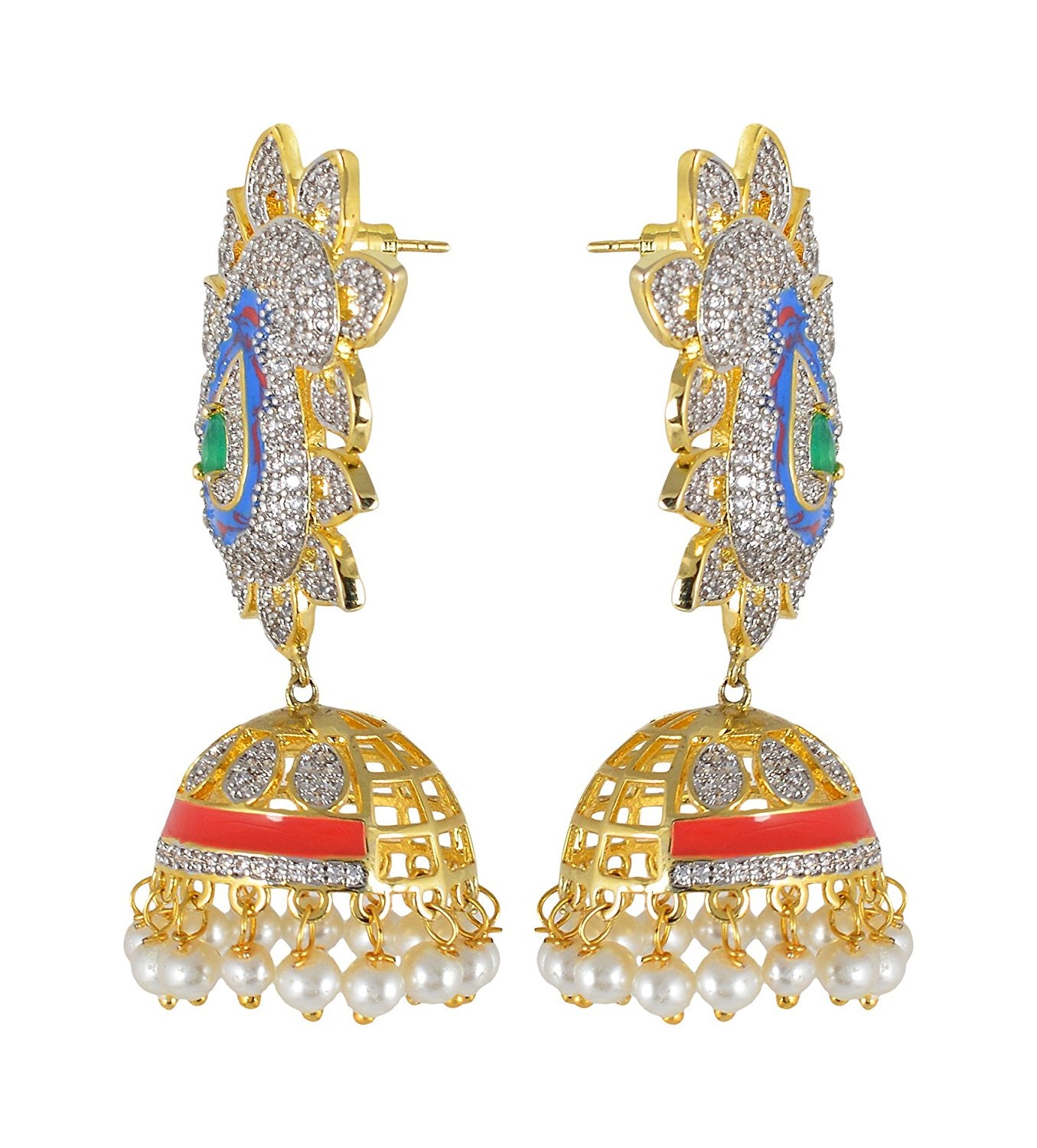 Traditional Enamelled International Diamonds Designer Pendant Set