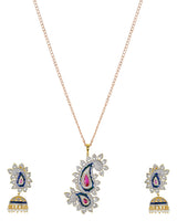 Traditional Enamelled International Diamonds Designer Pendant Set