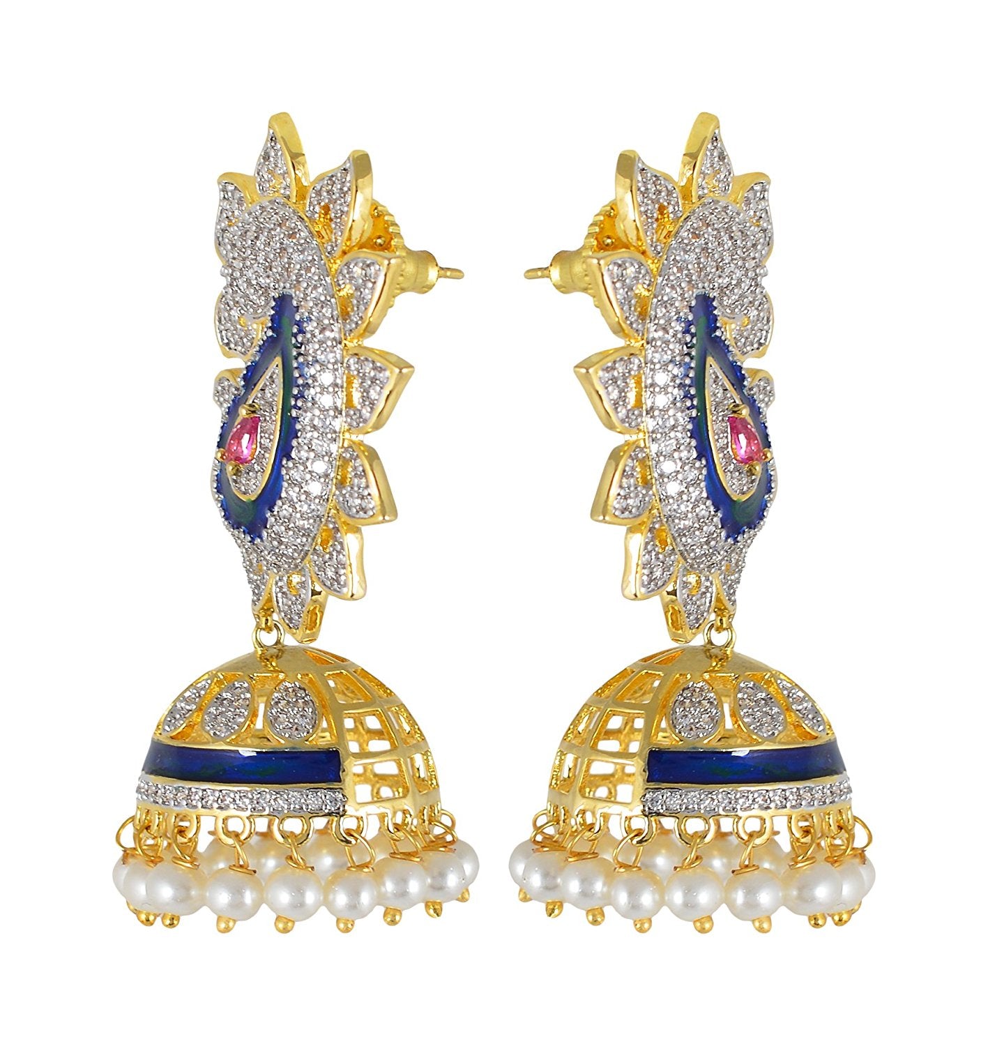 Traditional Enamelled International Diamonds Designer Pendant Set