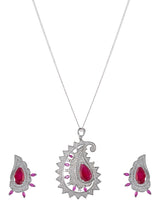 Traditional Colored Stones International Diamonds Designer Pendant Set