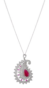 Traditional Colored Stones International Diamonds Designer Pendant Set