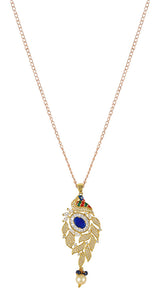 Peacock Enamelled International Diamonds Designer Pendant Set