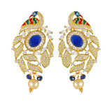 Peacock Enamelled International Diamonds Designer Pendant Set