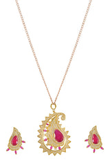 Traditional Colored Stones International Diamonds Designer Pendant Set