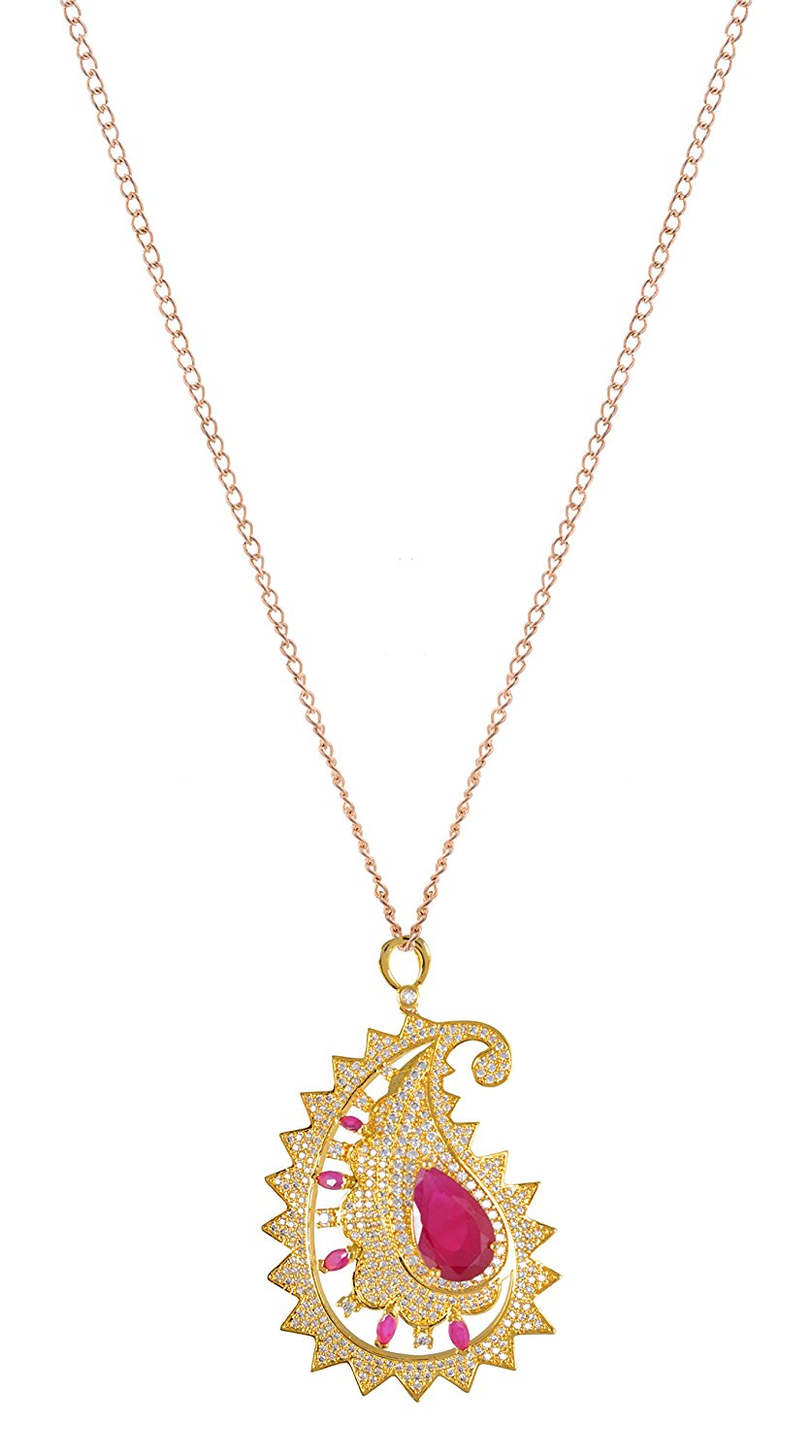 Traditional Colored Stones International Diamonds Designer Pendant Set