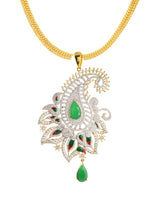 Floral Enamelled Designer Pendant Set