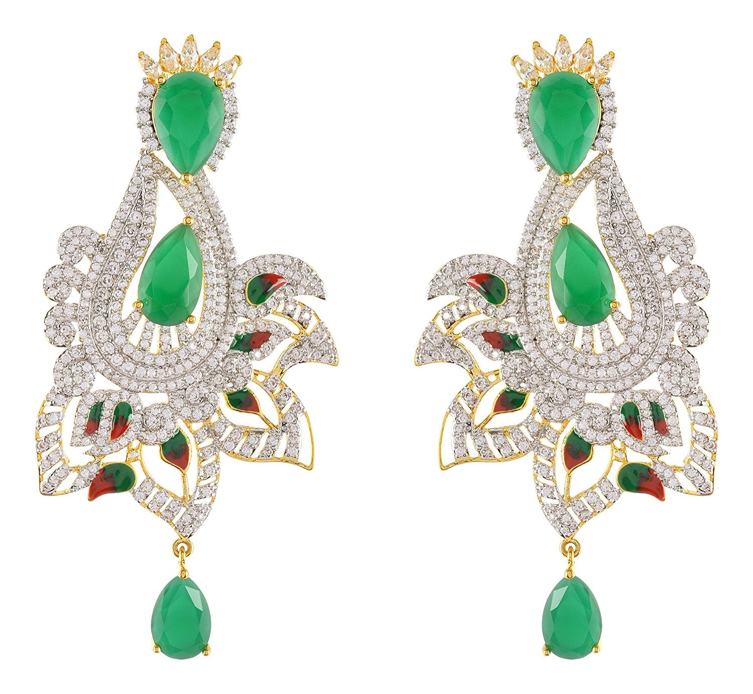 Floral Enamelled Designer Pendant Set