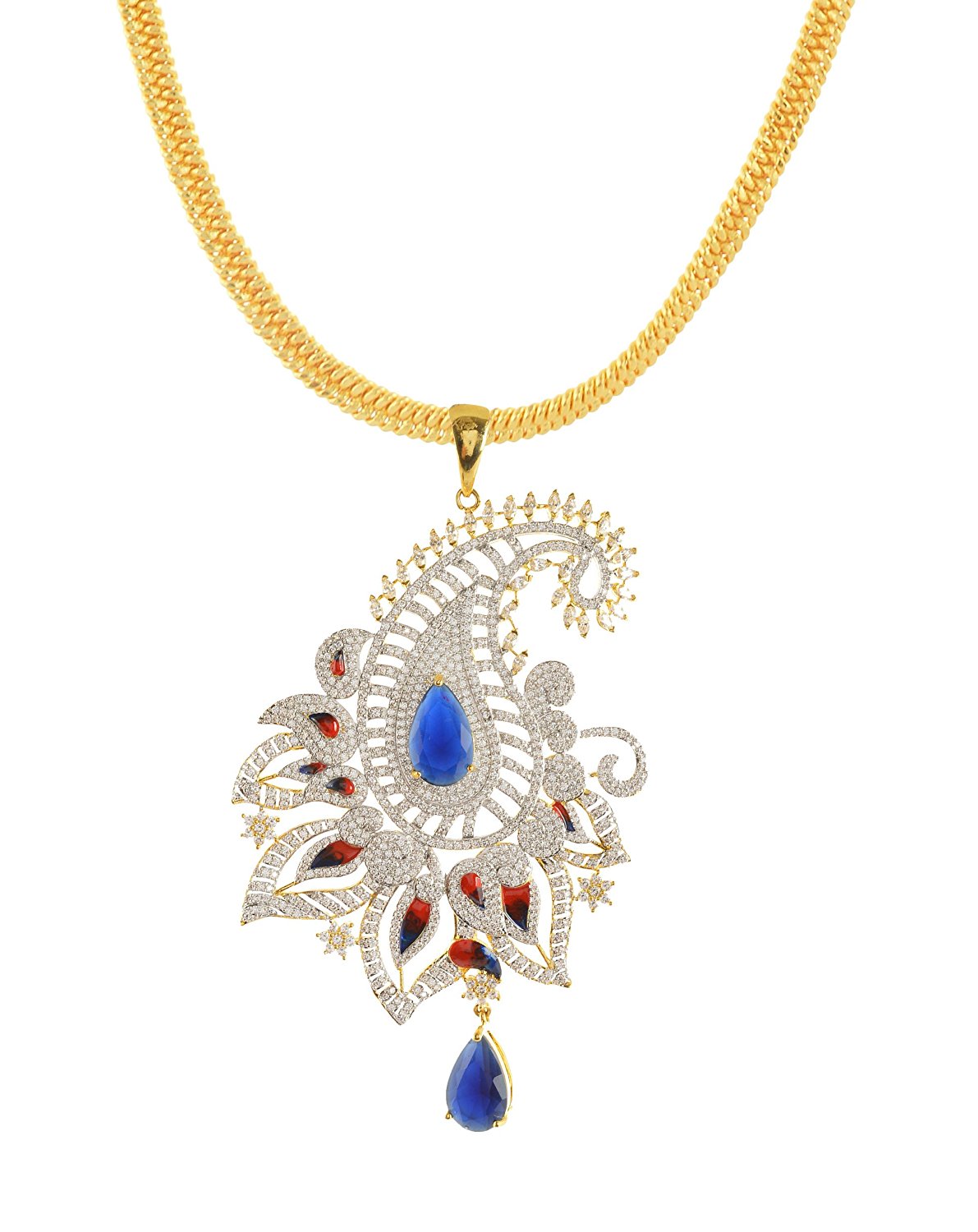 Floral Enamelled Designer Pendant Set