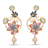 Floral Enamelled Designer Pendant Set