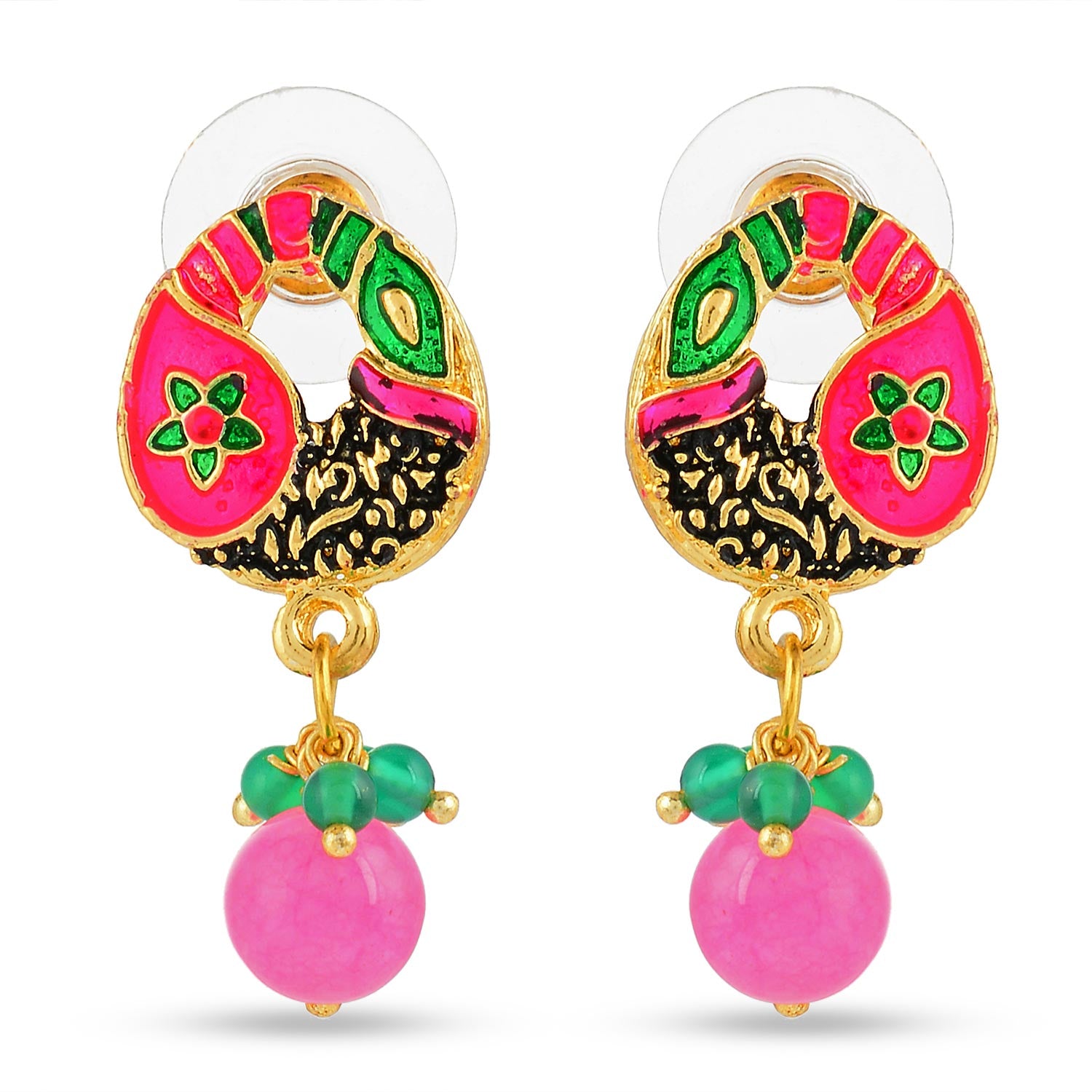 Floral Enamelled Traditional Pendant Set