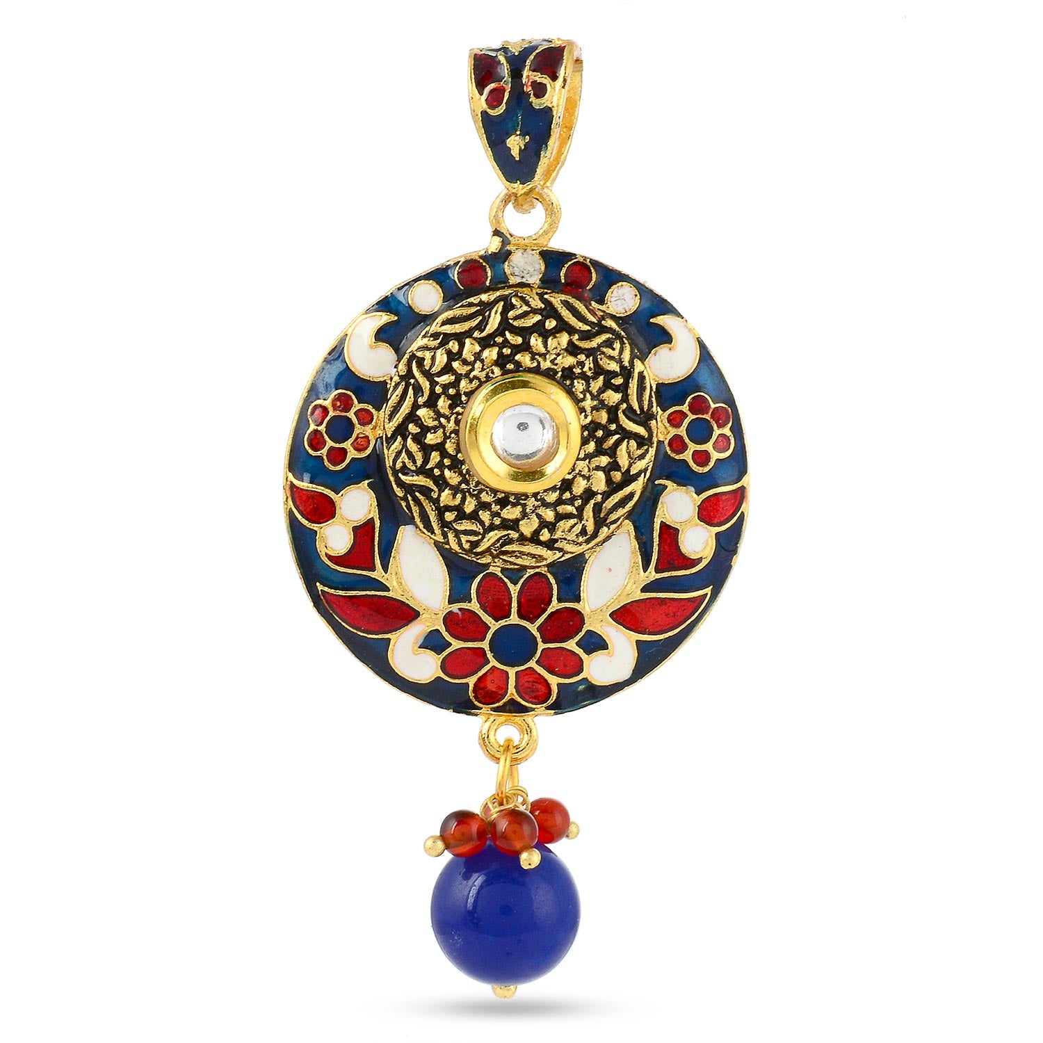 Floral Enamelled Traditional Pendant Set
