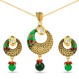 Floral Enamelled Traditional Pendant Set