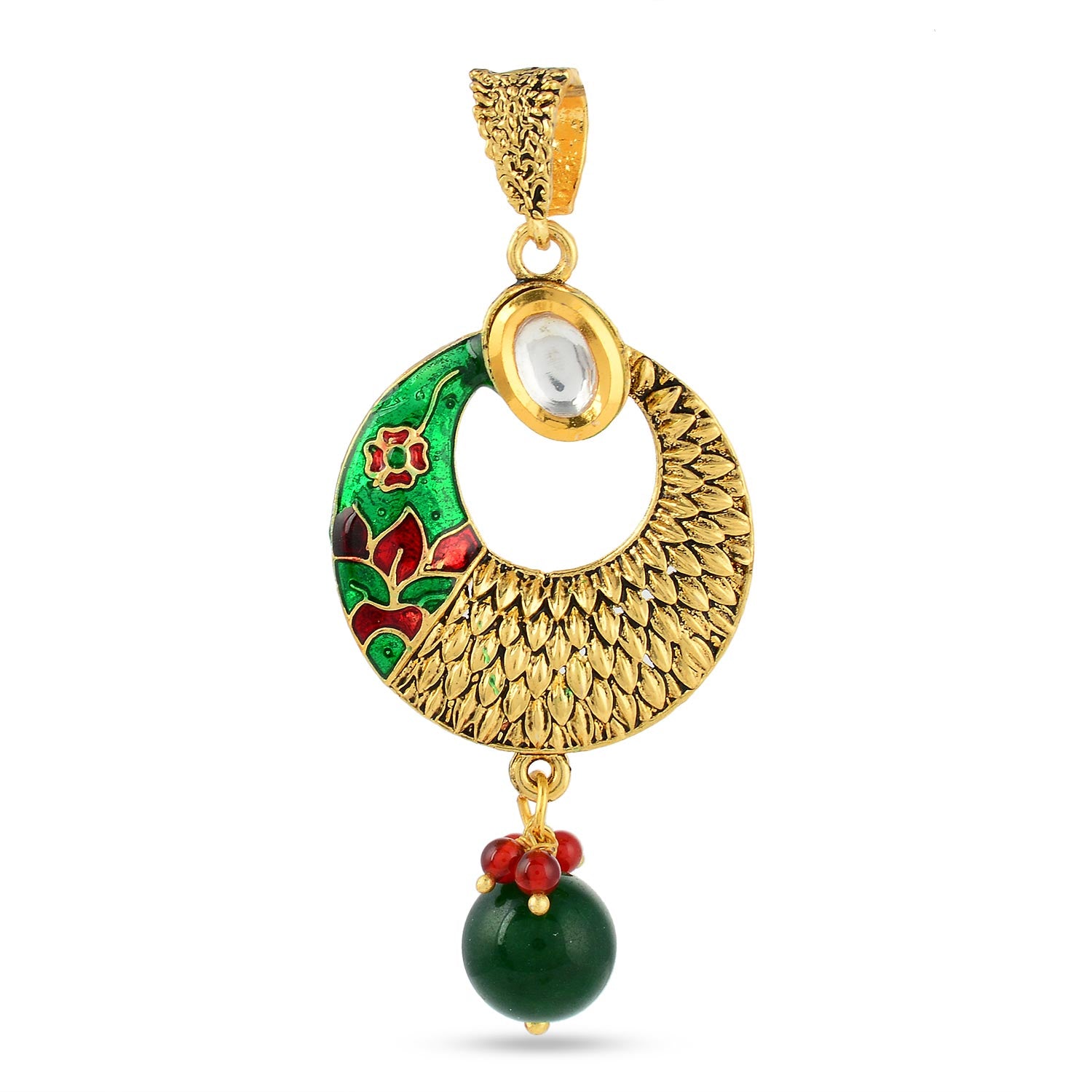 Floral Enamelled Traditional Pendant Set