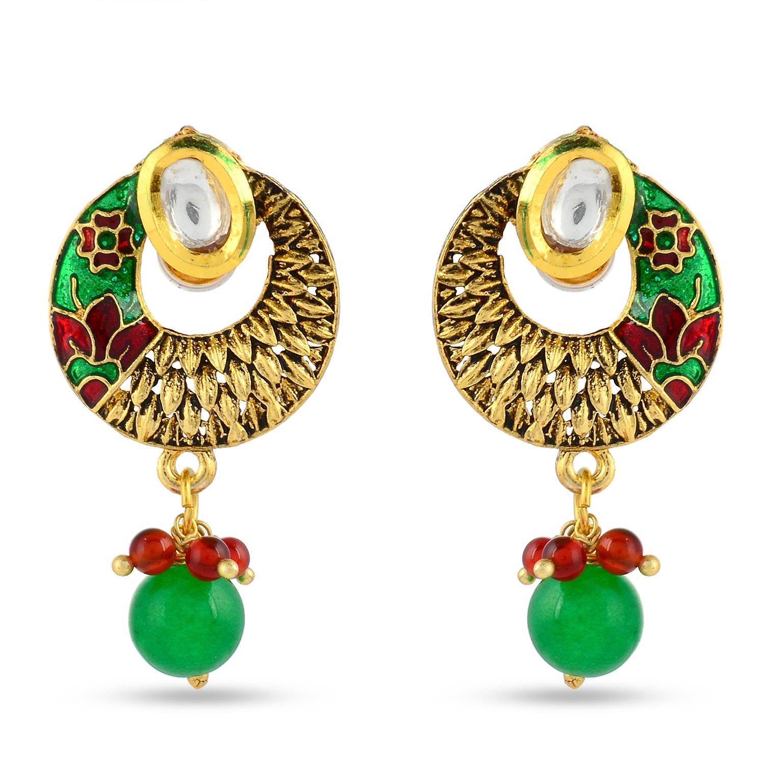 Floral Enamelled Traditional Pendant Set