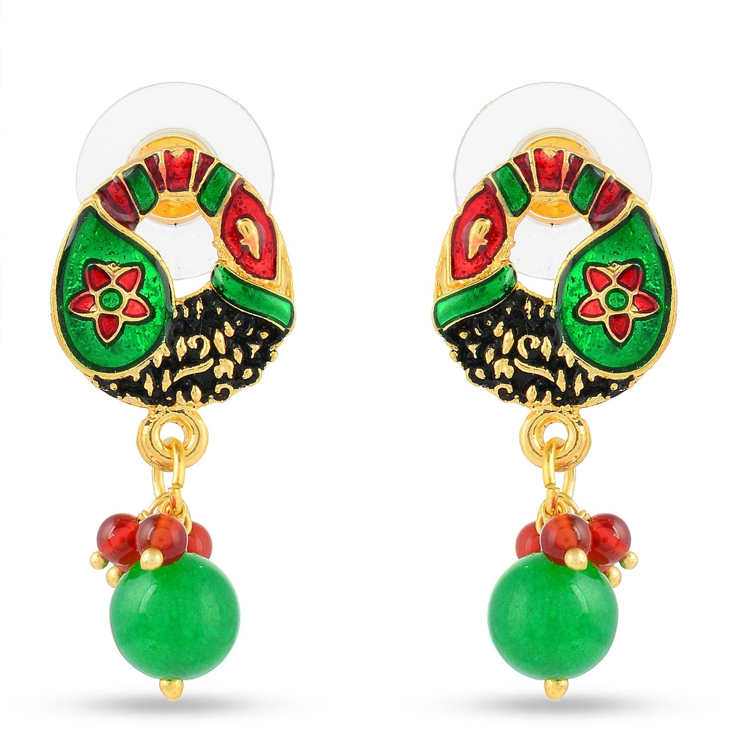 Floral Enamelled Traditional Pendant Set