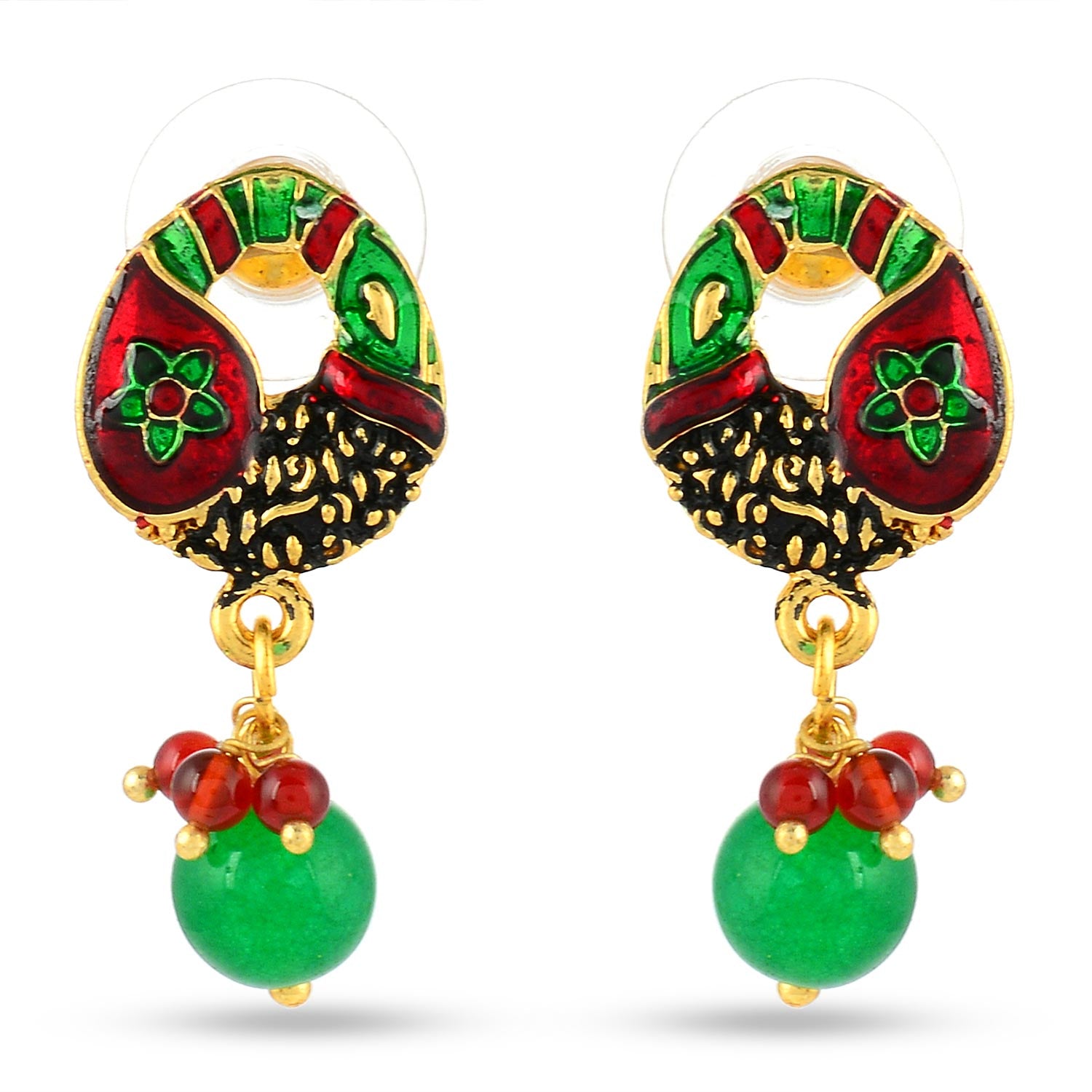 Floral Enamelled Traditional Pendant Set